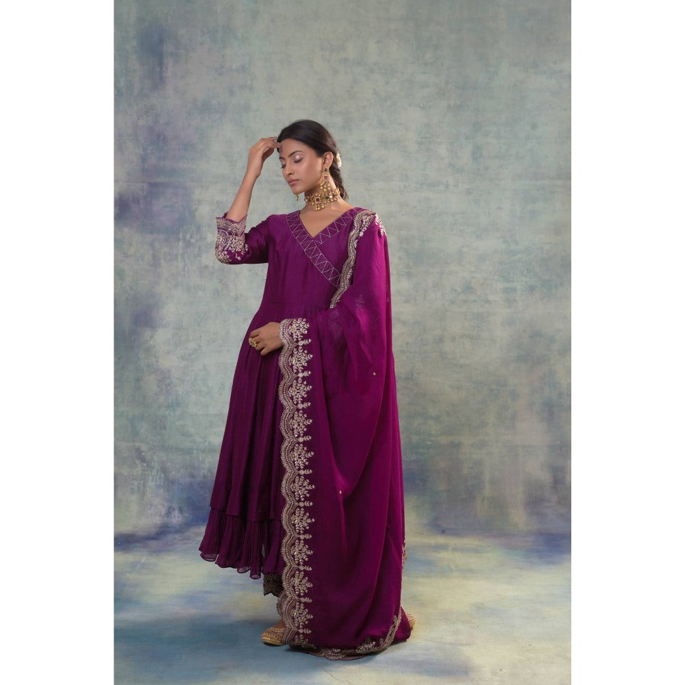 Sonia Khatri Purple Vogue Anarkali with Pant and Dupatta (Set of 3)