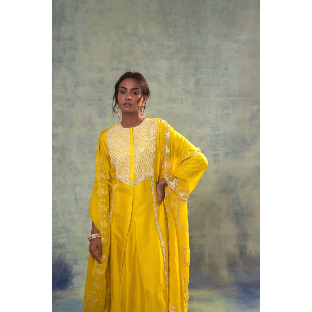 Sonia Khatri Sunny Yellow Kurta with Pant and Dupatta (Set of 3)