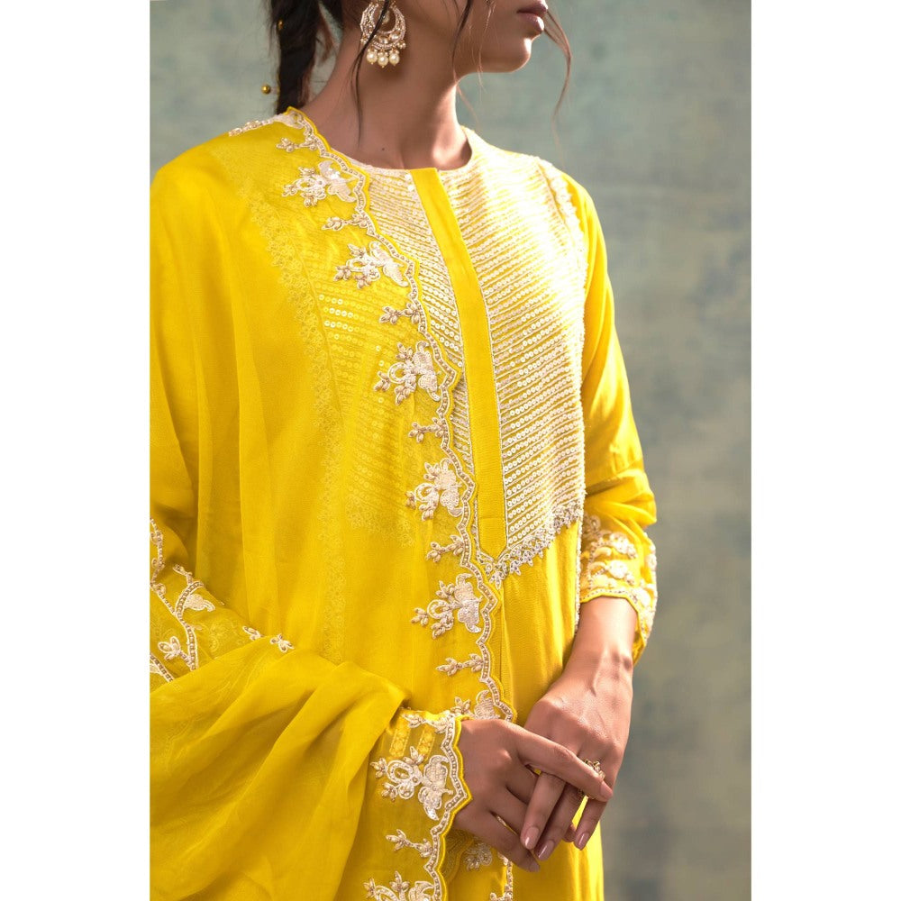 Sonia Khatri Sunny Yellow Kurta with Pant and Dupatta (Set of 3)