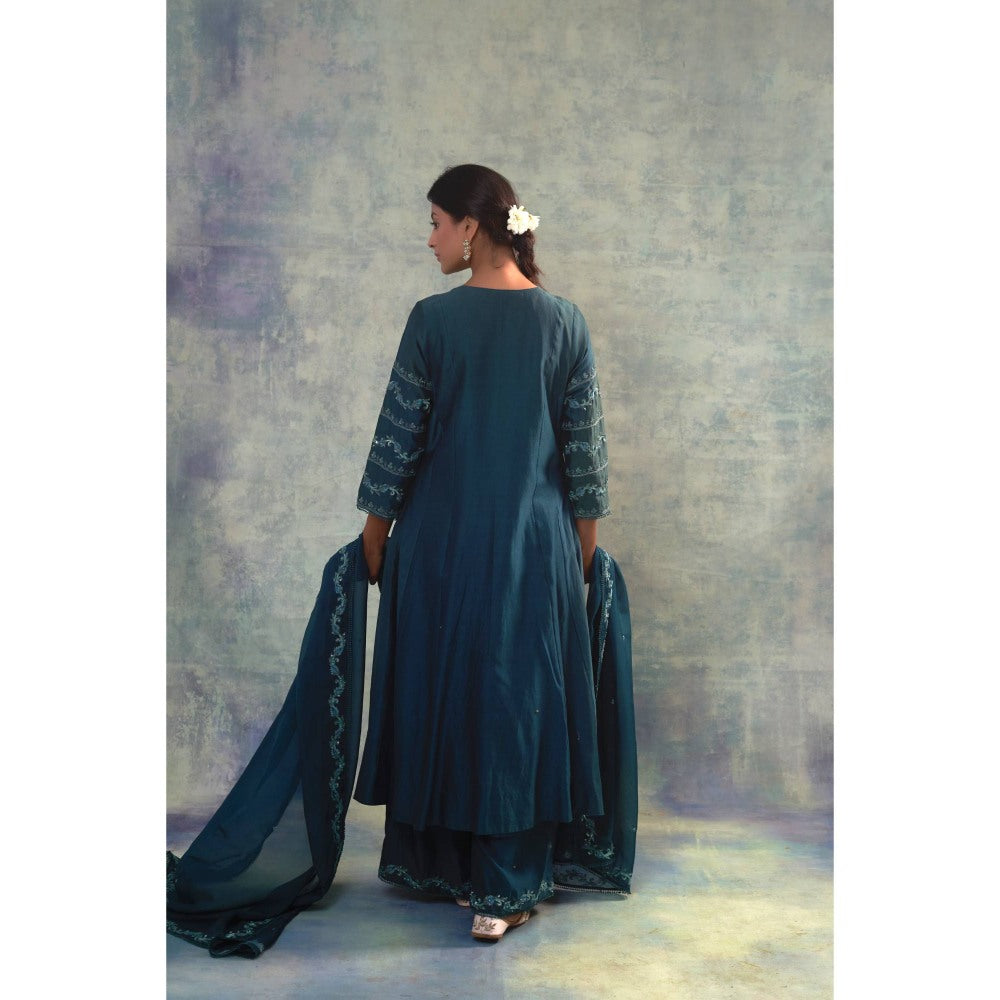 Sonia Khatri Dark Blue Enticing Kurta with Palazzo and Dupatta (Set of 3)