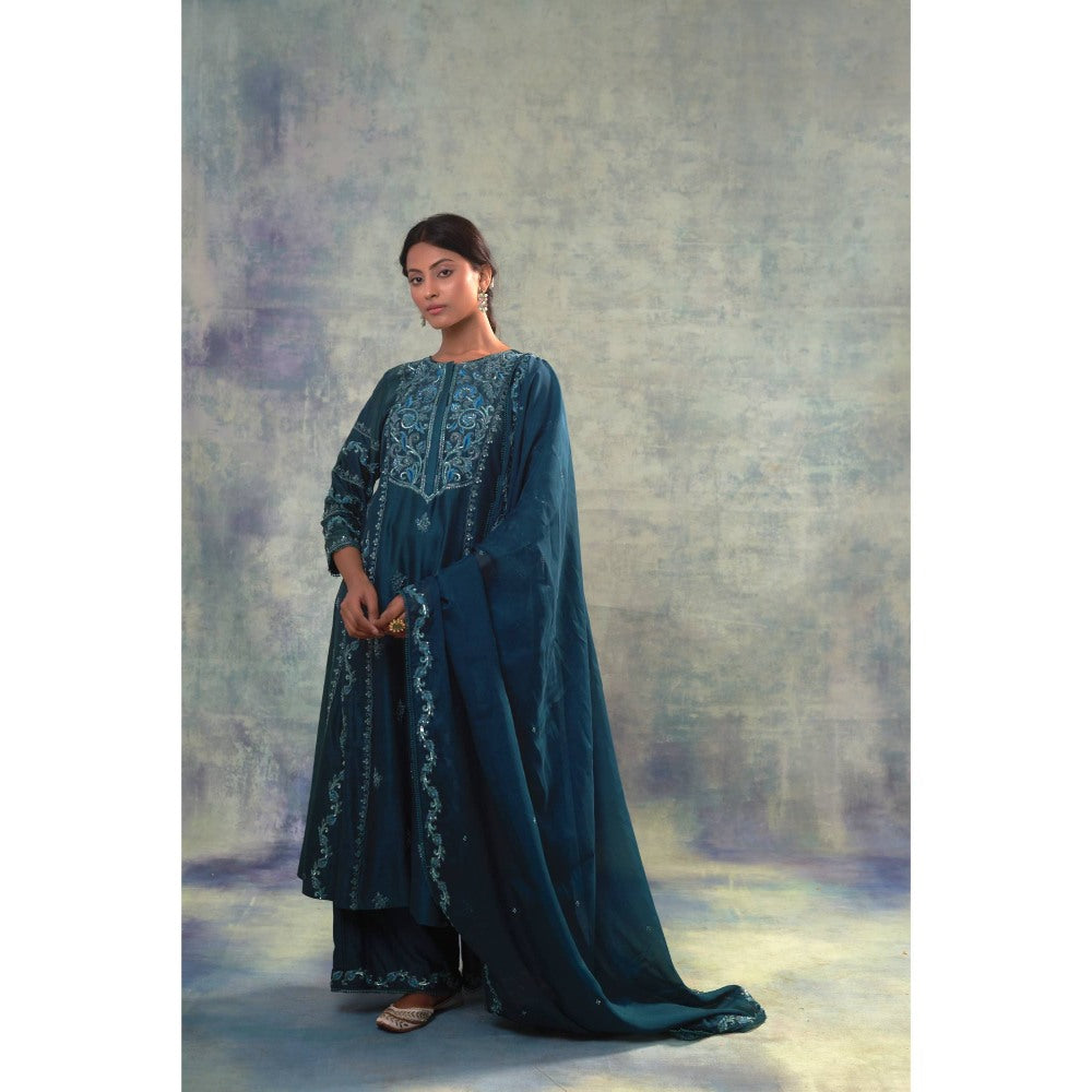 Sonia Khatri Dark Blue Enticing Kurta with Palazzo and Dupatta (Set of 3)