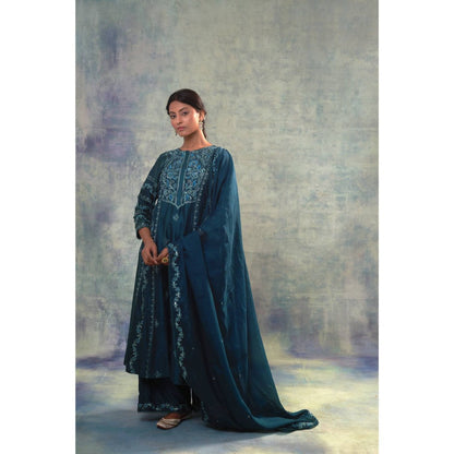 Sonia Khatri Dark Blue Enticing Kurta with Palazzo and Dupatta (Set of 3)