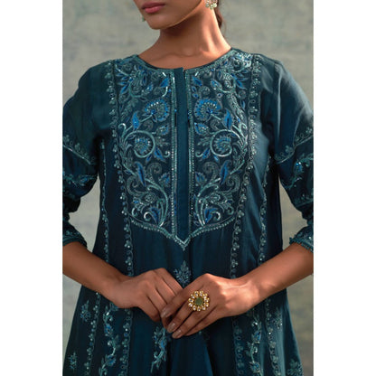 Sonia Khatri Dark Blue Enticing Kurta with Palazzo and Dupatta (Set of 3)