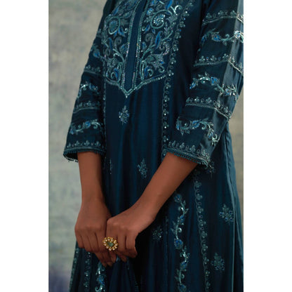 Sonia Khatri Dark Blue Enticing Kurta with Palazzo and Dupatta (Set of 3)