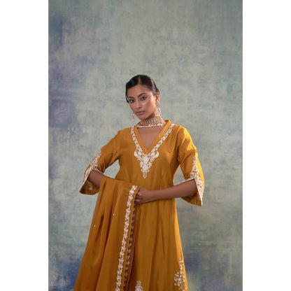 Sonia Khatri Mustard Bliss Kurta with Palazzo and Dupatta (Set of 3)