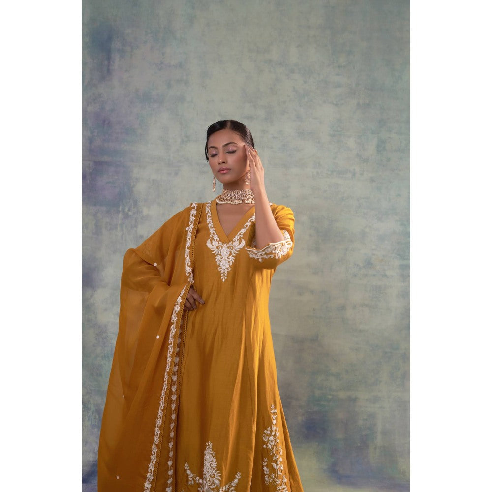 Sonia Khatri Mustard Bliss Kurta with Palazzo and Dupatta (Set of 3)