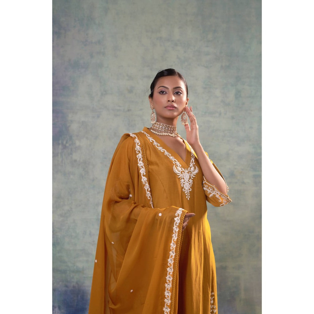 Sonia Khatri Mustard Bliss Kurta with Palazzo and Dupatta (Set of 3)