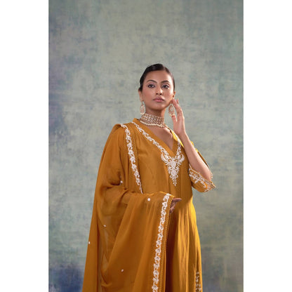 Sonia Khatri Mustard Bliss Kurta with Palazzo and Dupatta (Set of 3)