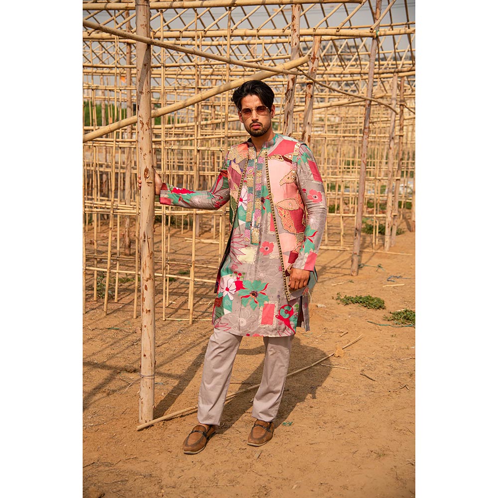 Soniya G Printed Multicolor Kurta and Jacket with Pants (Set of 3)