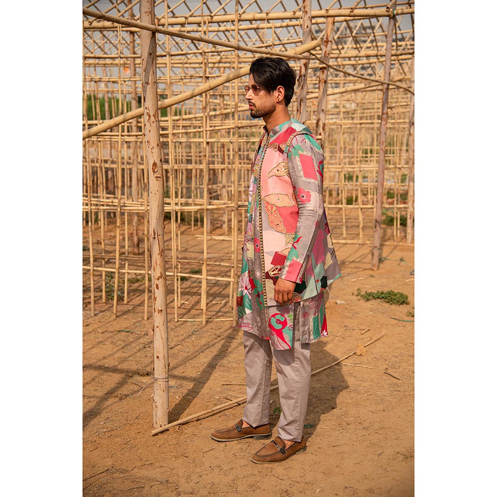 Soniya G Printed Multicolor Kurta and Jacket with Pants (Set of 3)