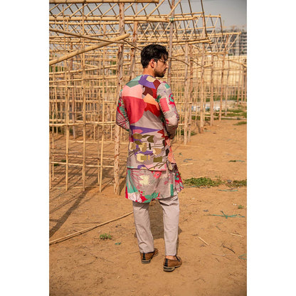 Soniya G Printed Multicolor Kurta and Jacket with Pants (Set of 3)