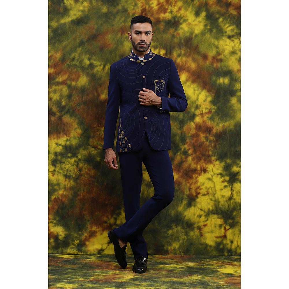 Soniya G Blue Bandgala with Pant (Set of 2)