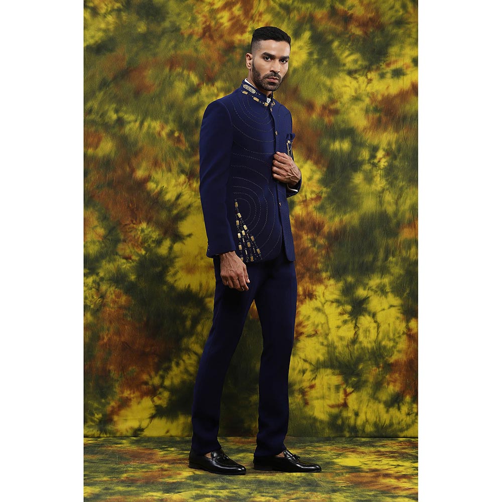 Soniya G Blue Bandgala with Pant (Set of 2)