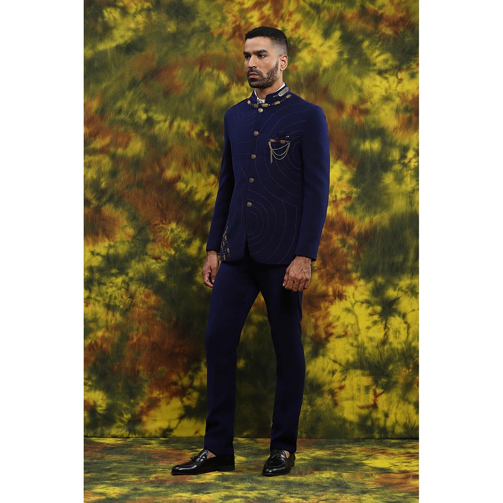 Soniya G Blue Bandgala with Pant (Set of 2)