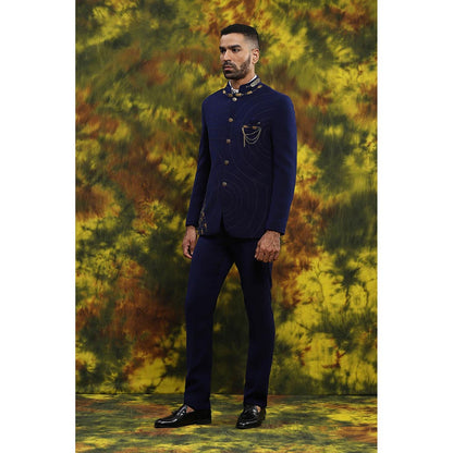 Soniya G Blue Bandgala with Pant (Set of 2)