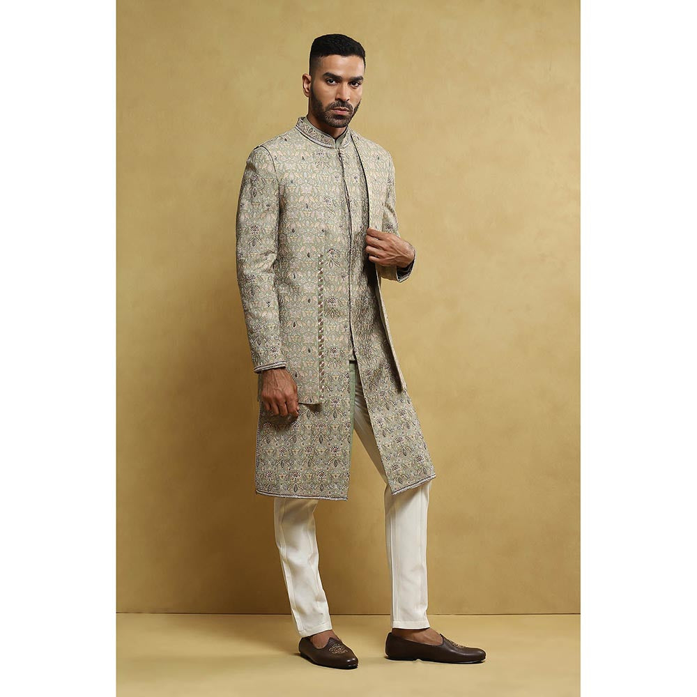 Soniya G Green Sherwani and Trouser with Jacket (Set of 3)