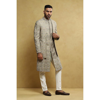 Soniya G Green Sherwani and Trouser with Jacket (Set of 3)