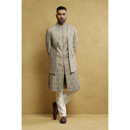 Soniya G Green Sherwani and Trouser with Jacket (Set of 3)
