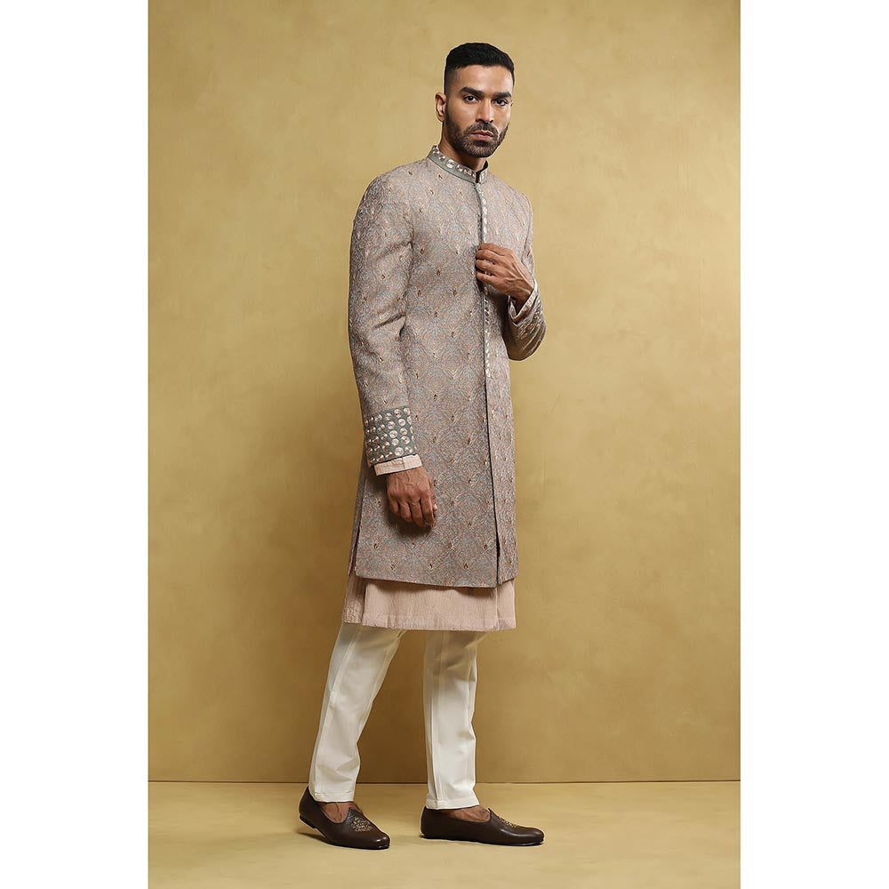 Soniya G Grey Sherwani and Kurta with Pant (Set of 3)