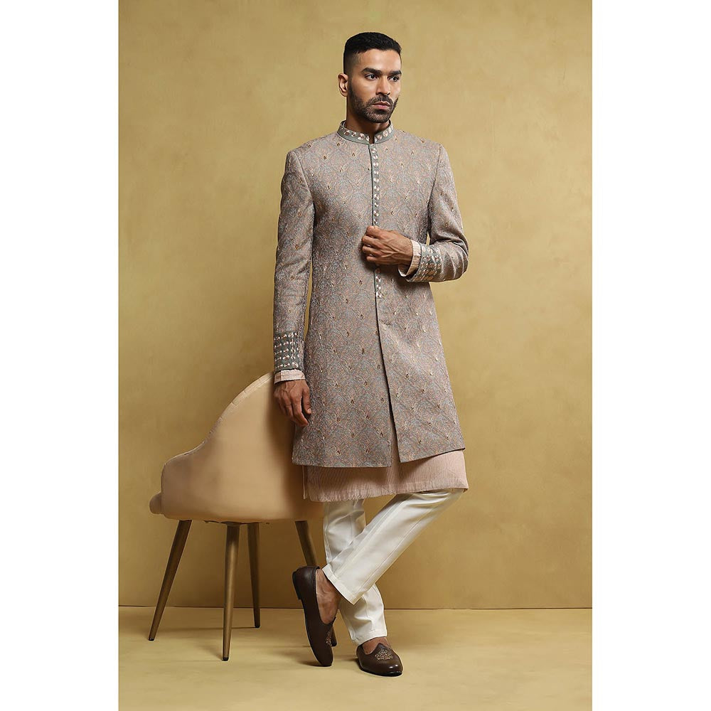 Soniya G Grey Sherwani and Kurta with Pant (Set of 3)