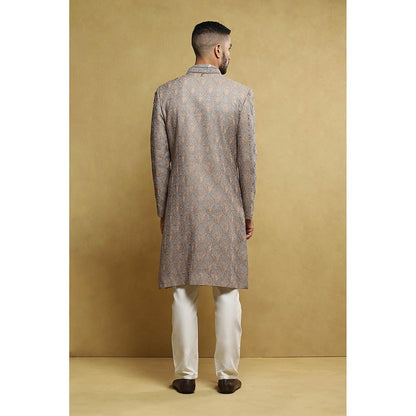 Soniya G Grey Sherwani and Kurta with Pant and Dupatta (Set of 4)