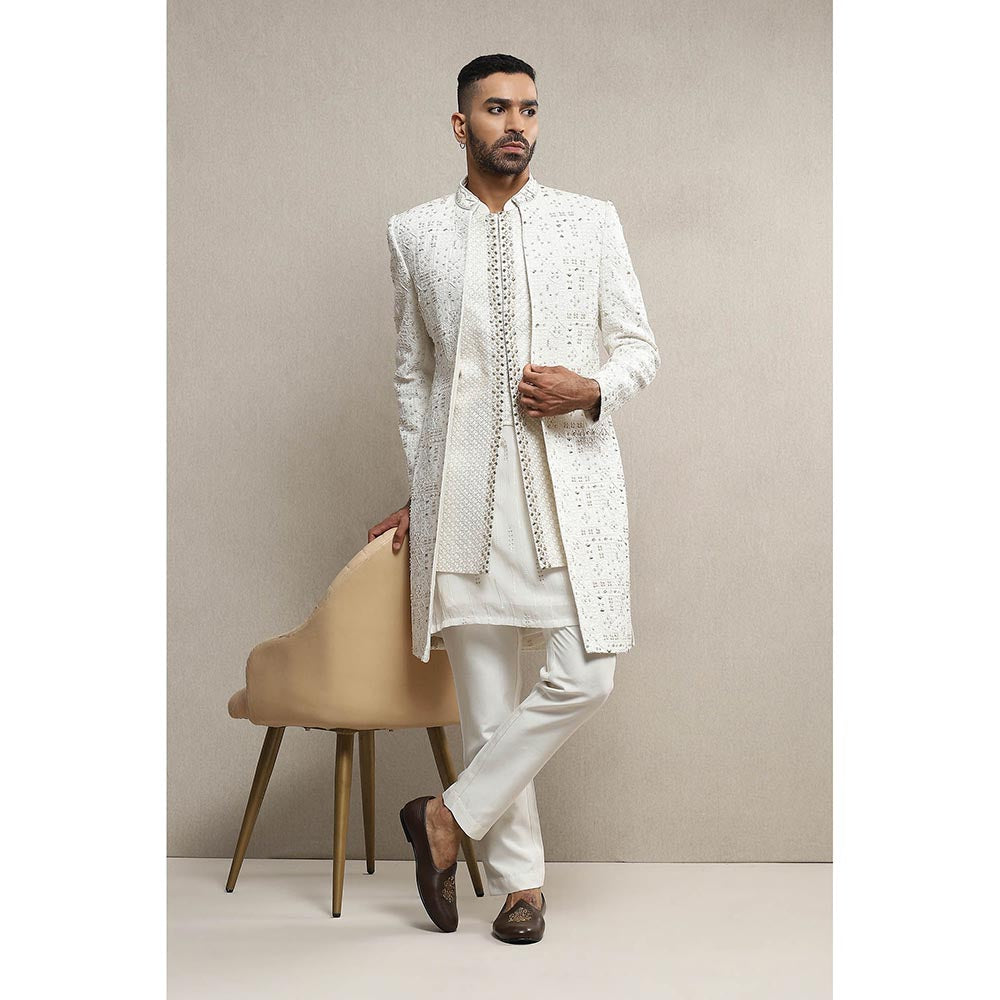 Soniya G Off White Sherwani and Kurta with Pant (Set of 3)