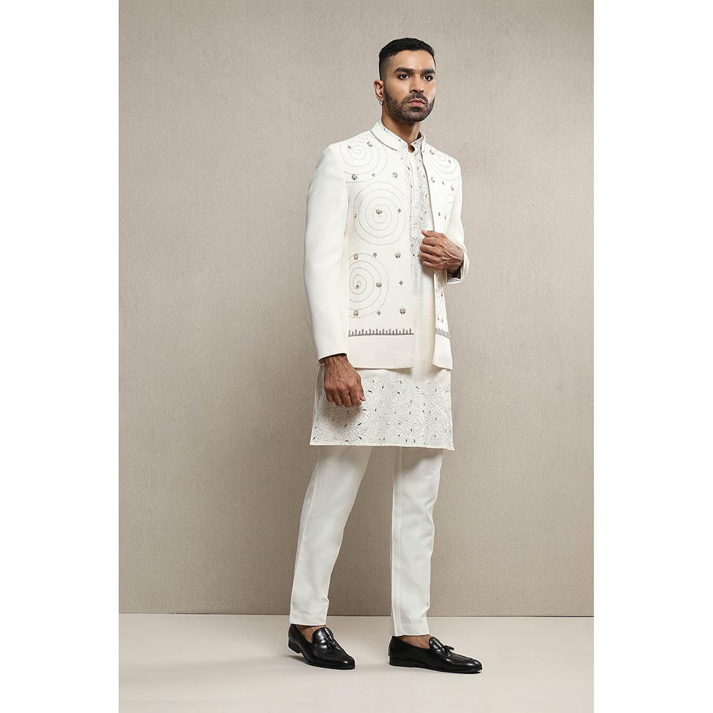Soniya G Off White Kurta and Jacket with Pants (Set of 3)