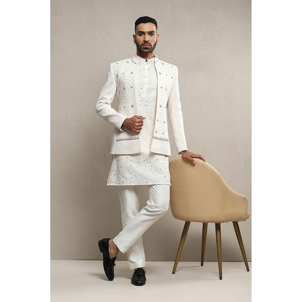Soniya G Off White Kurta and Jacket with Pants (Set of 3)