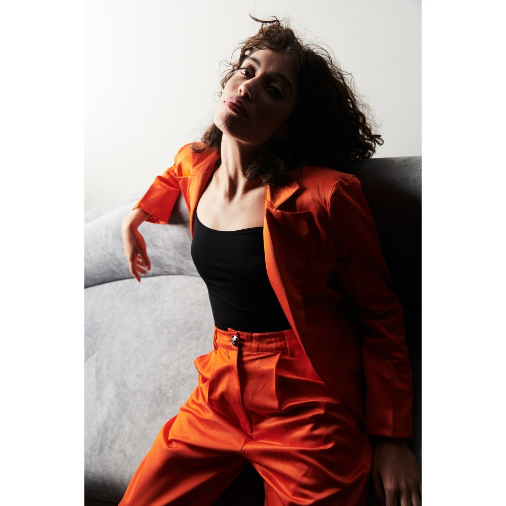 SOTBELLA Orange Troika Co-Ord (Set of 2 Peices)
