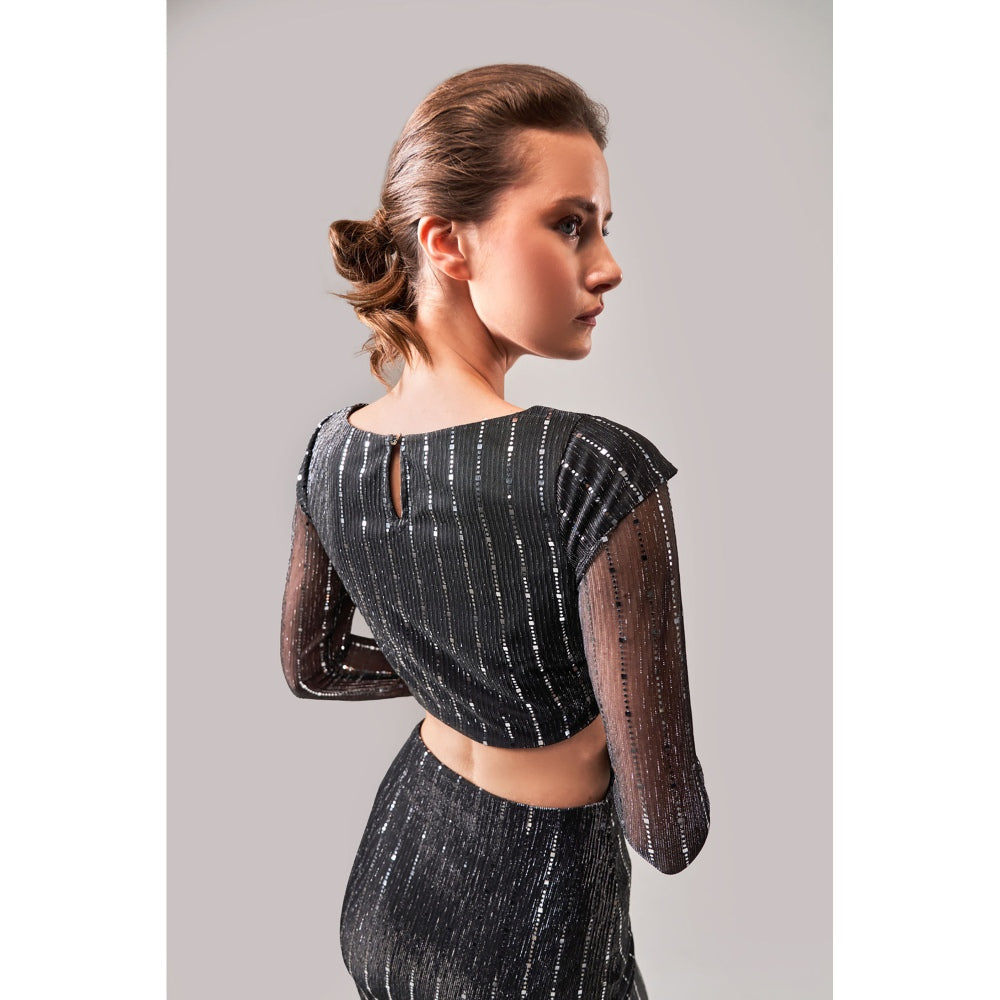 SOTBELLA Black Shimmer Tulle Top and Skirt (Set of 2)