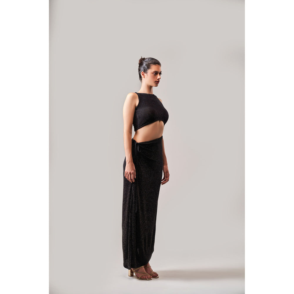 SOTBELLA Cocktail Black Slit Skirt and Top (Set of 2)
