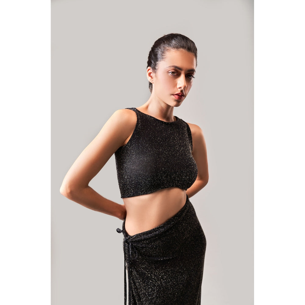 SOTBELLA Cocktail Black Slit Skirt and Top (Set of 2)