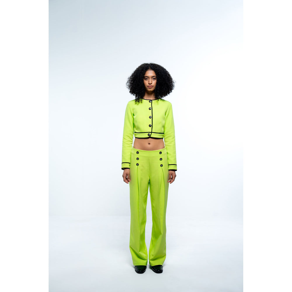 SOTBELLA Neon Green Solid Top and Pants (Set of 2)
