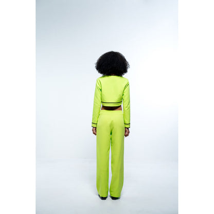 SOTBELLA Neon Green Solid Top and Pants (Set of 2)