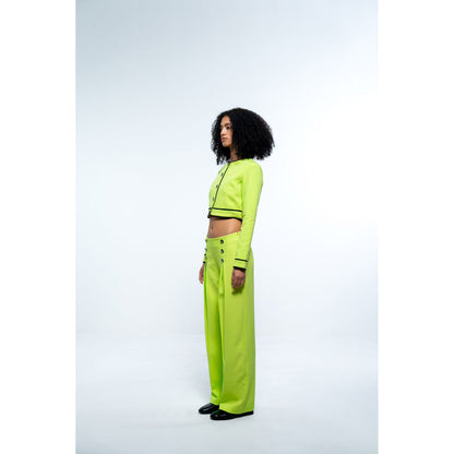 SOTBELLA Neon Green Solid Top and Pants (Set of 2)