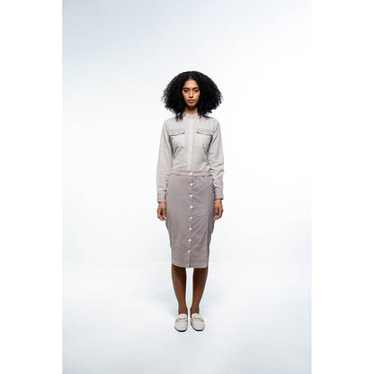 SOTBELLA Grey Shirt and Pencil Skirt (Set of 2)