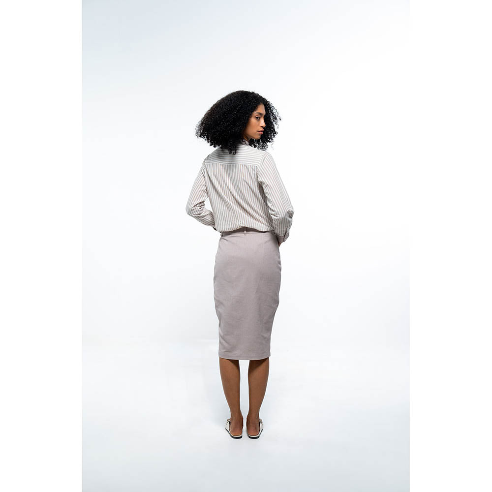 SOTBELLA Grey Shirt and Pencil Skirt (Set of 2)