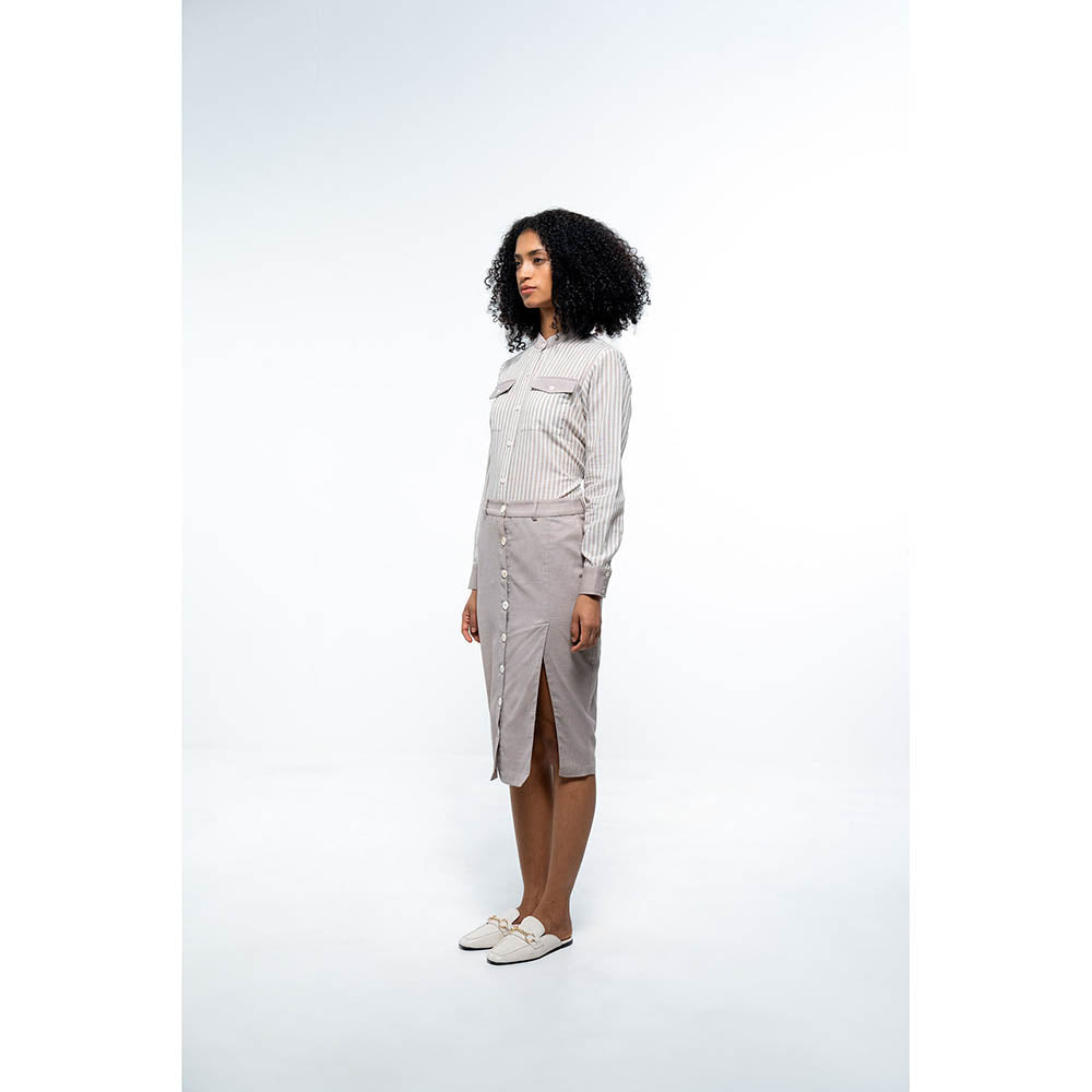 SOTBELLA Grey Shirt and Pencil Skirt (Set of 2)