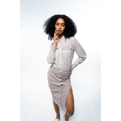 SOTBELLA Grey Shirt and Pencil Skirt (Set of 2)
