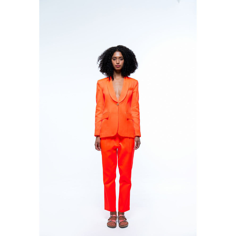 SOTBELLA Orange Single Breasted Blazer Pants (Set of 2)