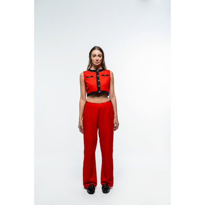 SOTBELLA Formal Solid Red Top and Pants (Set of 2)