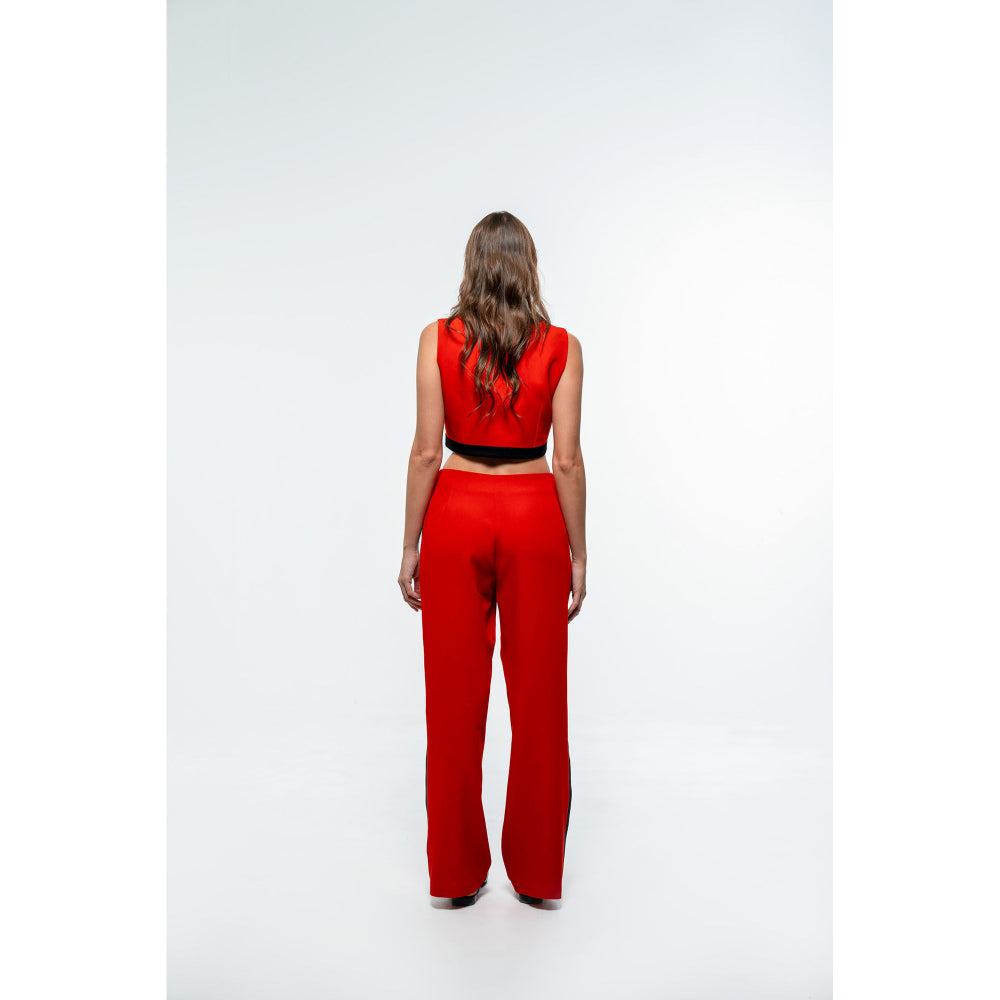 SOTBELLA Formal Solid Red Top and Pants (Set of 2)