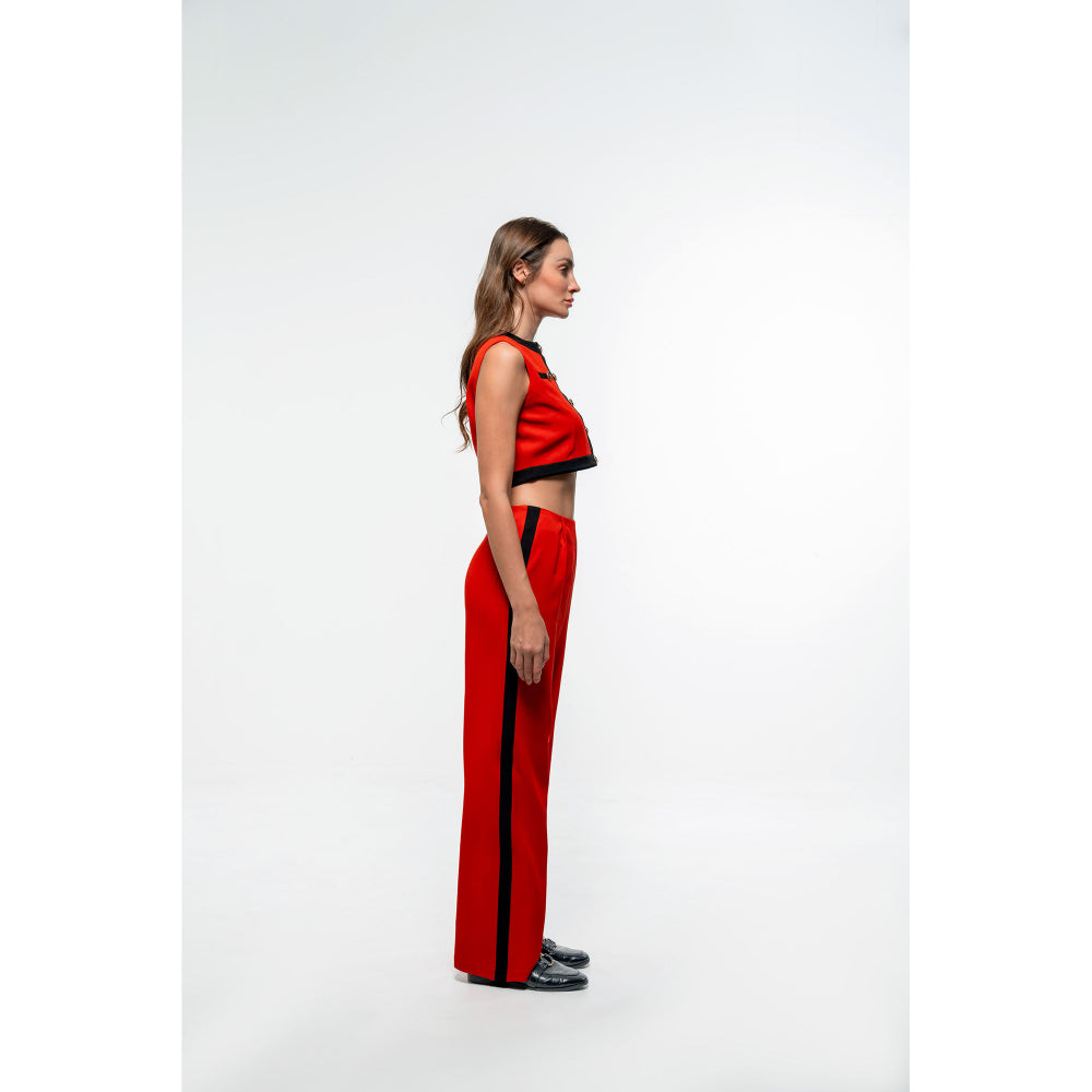 SOTBELLA Formal Solid Red Top and Pants (Set of 2)