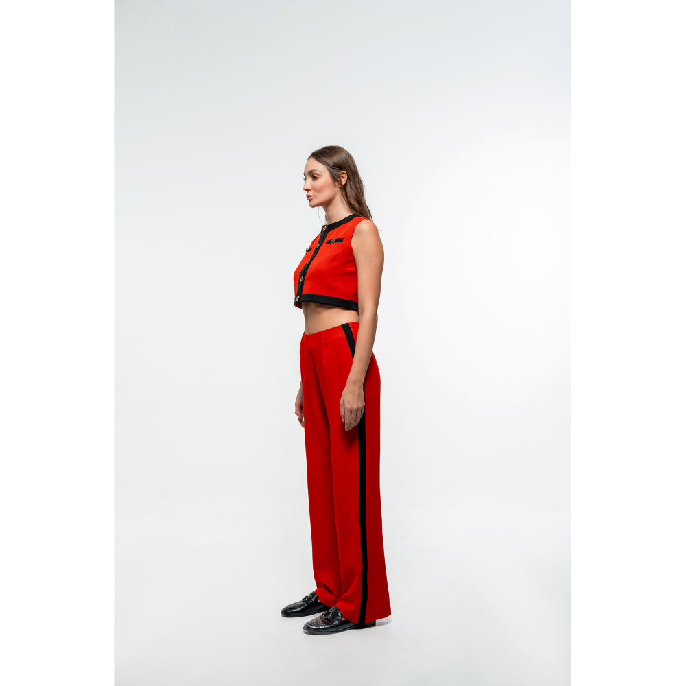SOTBELLA Formal Solid Red Top and Pants (Set of 2)