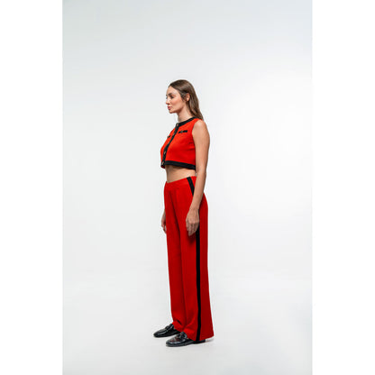 SOTBELLA Formal Solid Red Top and Pants (Set of 2)