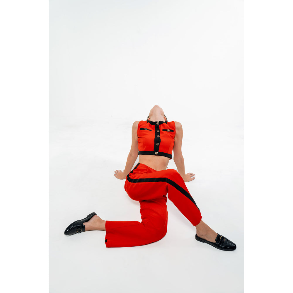 SOTBELLA Formal Solid Red Top and Pants (Set of 2)