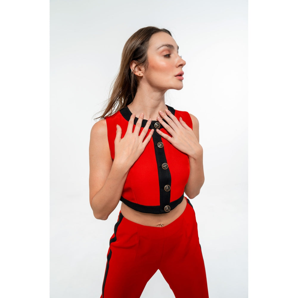 SOTBELLA Formal Solid Red Top and Pants (Set of 2)