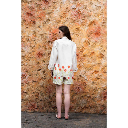 SOTBELLA Coral Pixel Print Off White Co-Ord (Set of 2)