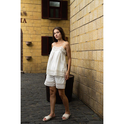 SOTBELLA Off White Gauze Tie-Detail Co-Ord (Set of 2)