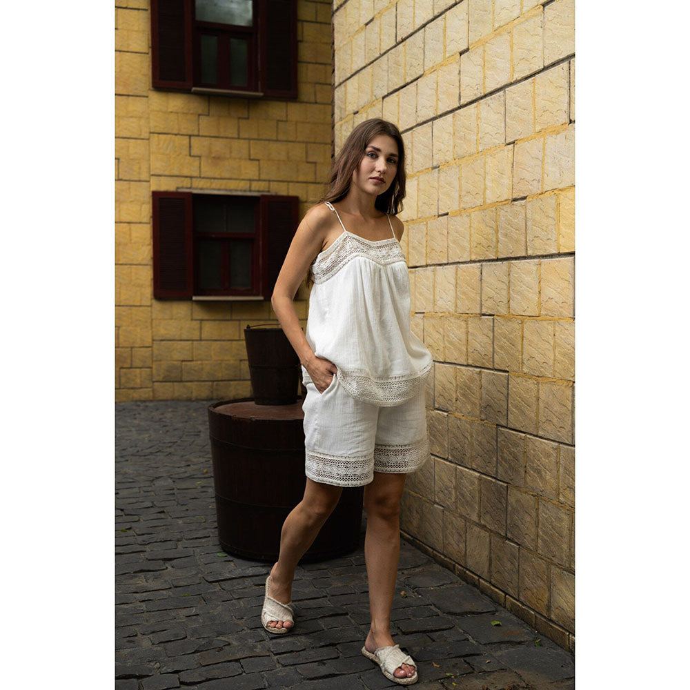 SOTBELLA Off White Gauze Tie-Detail Co-Ord (Set of 2)